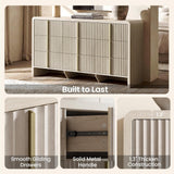ModernMate Fluted 9 Drawer Dresser for Bedroom, 64.2" Wide White Chest of Drawers, Modern Wood Storage Cabinet with Metal Handles, Anti-Tip Clothes Organizer, Grey