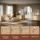 ModernMate 9 Drawer Dresser for Bedroom, 63" Wide Wooden Dresser with 3.1" Solid Rounded Legs, Heavy Duty Modern Wood Chest of Drawers, Large Storage Organizer for Living Room, Hallway, Natural Oak