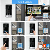Video Door intercom Wired Video Doorbell Intercom System 1080P Doorbell Camera Night Vision, Human Detection,Remote Unlock(2 Doorbell+2 Monitor)