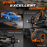UDIRC 1610PRO Brushless Fast RC Car for Adults, 44+ MPH High Speed RC Truck, 4X4 Off Road All Terrain 2.4Ghz RTR 1:16 Remote Control Car, with 2 Lipo Batteries, Compatible with 3S Lipo
