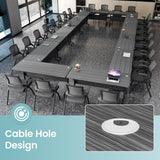 Folding Conference Table with Wheels, Flip-Top Mobile Training Table Modular Conference Room Tables, Space Saving Seminar Meeting Tables for Office School Business Classroom(Modilan 4PCS 47.2in)