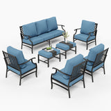 MIXPATIO 7-Piece Patio Conversation Set, 2 Ottomans, E-Coated Frame