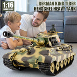 BESTYMXY RC Tanks HengLong German King Tiger Henschel Heavy Tank, 1/16 2.4ghz Remote Control Tank Vehicles Model with Sound & Light for Ages 14+