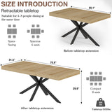 Wood Expandable Dining Table with Hidden Leaf & Storage, Space Saving, For Kitchen Dining Living Room