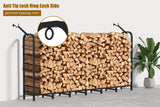 Gtongoko 8ft Heavy Duty Metal Firewood Rack Outdoor Indoor Adjustable Fire Wood Holder Rack for Fireplace, Log Racks for Firewood Outdoor, Wood Pile Storage Organizer, Black
