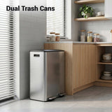 Aptliton Silver 16Gallon Dual Compartment Kitchen Trash Can & Recycling Bin