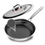 Eclumy Non Stick Frying Pans Stainless Steel, 12 Inch with Lid, Induction Pan Compatible, Dishwasher Oven Safe, PFOA Free Cooking Pan for Home Chefs Everyday Cooking