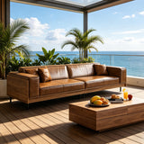 NessCarsti 111.81" Minimalist Outdoor 4 Person Patio Sofa Couch, Brown