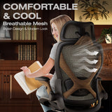 ELABEST X100 Ergonomic Mesh Office Chair with Footrest, Big and Tall Home Desk Chair with 5D Flip-Up Arms, Adjustable 3D Lumbar Support, Gaming & Executive Computer Chair (Coffee Break)