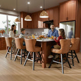 Ollega 26" Brown Swivel Counter Height Bar Stools Set of 6, 18.9" Wide Seat