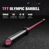 RitFit 7ft Olympic Barbell Bar, General Purpose Weight Bar Suitable for Olympic Lifts and Power Lifts, 500LBS Capacity