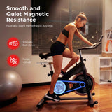 EFITMENT Magnetic Exercise Bike, Ultra-Stable Stationary Bike with Quiet Belt Drive, Indoor Cycling Bike for Home Cardio Workout, LCD Monitor IC014