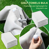 Batiyeer Golf Towels Bulk for Bags 16'' x 24'' Microfiber Waffle Pattern Golf Towels Trifold (Gray,30 Pcs)