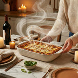 Feenmai Baking Dish for Oven, Ceramic Casserole Dishes Set for 3, Rectangular Lasagna Pan Deep, Baking Pans with Handle, 12.9“/10.8"/8.4" Bakeware Sets for Cake, Casserole, Kitchen Wedding Gifts, Arctic White