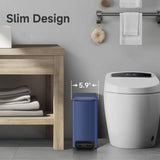 Slim Bathroom Trash Can with Lid Soft Close, Step Pedal, 6 Liter / 1.6 Gallon Stainless Steel Trash Bin