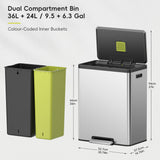 rash Can with Recycle Bin, Stainless Steel Garbage Can with Lid