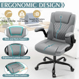 Leather Office Chair, PU Home Computer Desk Chairs with Ergonomic Back Support, 360°Swivel Free