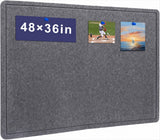 Large Cork Bulletin Board 48" x 36", Felt Pin Board, Dark Gray
