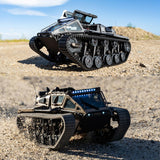 toylefun RC Military Tank Armored Fighting Car with LED Lights, 2.4G Remote Control, 1:16 Scale All-Terrain Vehicle, Dual Motor Drive, Door Open (【Yellow】 Full Proportional RC Tank with 2 Batteries)