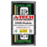 A-Tech 32GB DDR4 3200 MHz SODIMM PC4-25600 (PC4-3200AA) CL22 2Rx8 Non-ECC Laptop RAM