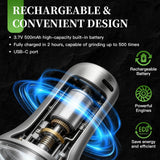 Electric Salt and Pepper Grinder Mill Set, 90ml Rechargeable Automatic Salt and Pepper Shakers with Dusty Tray, LED Lights, 5 Adjustable Coarseness for Kitchen, Outdoor Birthday Gifts for Women Mom