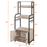 Yaheetech 4-Tier Kitchen Bakers Rack with Storage Cabinet and Hutch, Microwave Oven Stand Coffee Bar Pantry Cabinet with 8 S Hooks, Freestanding Kitchen Shelves Spice Rack, Gray