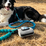 Naibeilerye Outdoor Dog Poop Bag Holder & Dispenser, Double Layer Denim Pouch, Sturdy POM Hook & Secure Fastening Design, Hanging Storage Bag for Dog Leash Hiking Travel(Light denim)