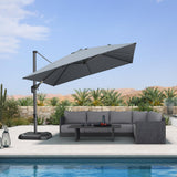PURPLE LEAF Patio Umbrella Outdoor 10' x 10' Square Easy Setup Light Grey