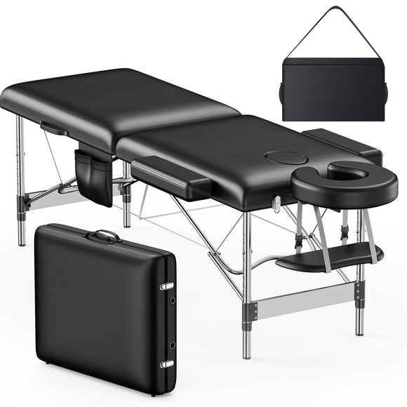 Massage Table Portable, 2-Fold Lash Bed with Side Pocket Brelley