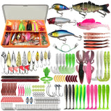 Fishing Lures - Fishing Kit Included 193Pcs Fishing Accessories and Tackle Box, Frogs, Minnows, Soft Baits, Hooks & Weights Accessories Gear Gift for Men Freshwater Bass Trout
