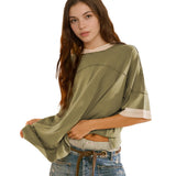 Songling Womens 3/4 Length Sleeve Casual Loose Fit Summer Tee Shirt Basics Cotton t Shirts Trendy Tops Green