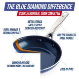 Blue Diamond 14 Piece Cookware Set, Diamond Infused PFAS & PFOA-Free Ceramic Nonstick Pots and Pans, Durable, Non Toxic, Metal Utensil Safe & Scratch Resistant, Dishwasher & Oven Safe, Blue