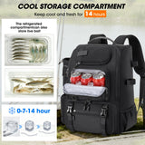 RAINSMORE 40L Fishing Backpack with Rod Holders & Cooler Compartment Water-Resistant Fishing Tackle Backpack with Rain Cover, Fits 4 x 3600 Boxes, Outdoor Gear Pack for Fishing & Camping