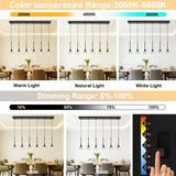 VINLUZ 6-Light Crystal Modern Chandelier, Dimmable LED Bubble Raindrop Rectangle Black Pendant Lighting Fixture, Luxury Elegant Adjustable Spiral Ceiling Light for Staircase Foyer Entryway