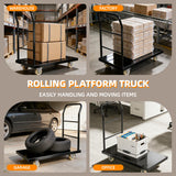 Heavy Duty Platform Truck Moving Flatbed Cart 47” x 24”Push Dolly, 3500 lbs Capacity Steel Flatbed Cart,
