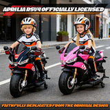 HEIMILI 24V Kids Motorcycle, Aprilia RSV4 Licensed Electric Ride on for 3-6 Years, 51" Large Motorbike with Training Wheels, Bluetooth, Speed 5mph (Pink, 24V(51 * 31 * 22))