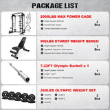 JELENS C21 Power Cage, 2000LBS Multi-Function Power Rack with Independent Dual Pulley System, All-in-One Squat Rack for Cable Crossover, Home Gym Workout Machine (Black, 260LBS Black)
