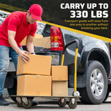 Heavy Duty Foldable Push Cart Dolly | 330 lbs. Capacity | Upgraded Collapsible Hand Truck Folding Platform with Swivel Wheels