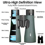 12x50 UHD Binoculars for Adults High Powered with Upgraded Phone Adapter - Large View, Lightweight, IPX7 Waterproof - Binoculars for Hunting Bird Watching Travel Cruise IBQ