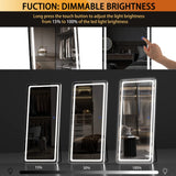 Hasipu Full Length Mirror with Lights, 65" x 22" LED Floor, Full Body Dressing Standing, Hanging Mounted Mirror, Round White