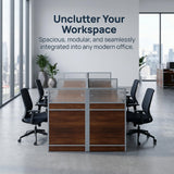 4 Person Office Cubicle Workstation Desk, 94.5" Modular Office Computer Team Workstations