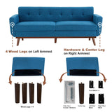 Kingfun 77.2" W Loveseat Sofa, Mid Century Modern Decor Love Seat Couches for Living Room, Button Tufted Upholstered Furniture, Solid & Easy to Install Small Couch for Bedroom Office Apartment, Blue