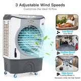 MEDIMALL Swamp Cooler, 4-in-1 Evaporative Air Cooler with 100° Oscillation, 12 Gal Water Tank, 3 Wind Speeds, Windowless Portable Air Conditioner for Garage, Warehouse, Outdoor Use, Grey