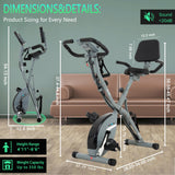 BARWING Stationary Exercise Bike for Home Workout, 5 IN 1 Foldable Indoor Cycling Bike for Seniors, 350LB Capacity, 16-Level Magnetic Resistance, Seat Backrest Adjustments