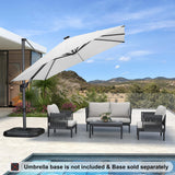 PURPLE LEAF Cantilever Patio Umbrella 10' x 10' with Solar LED Light, White