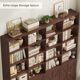 FACBOTALL 72.8" Large Bookshelf, Farmhouse Bookshelf with 8 Doors, Cherry