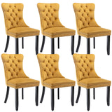 MOOLSUN Velvet Dining Chairs Set of 6, High Back Side Chairs, Modern Padded High-End Tufted Upholstered Chairs with Button-Tufted Back & Rear Pull Tabs, Solid Wood Legs E-Gold(Solid Wood Legs)