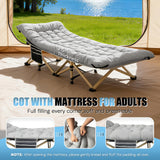 HABUTWAY Camping Cots for Adults with 600lbs Load Capacity, Folding Camping Cot with Mattress, Sleeping Cot for Adult with Carry Bags for Travel,Beach,Patio,Home Office,Nap Time(Grey)