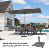 PURPLE LEAF Patio Market Umbrella 6' x 10' with Base Semi Auto Lift, Gray