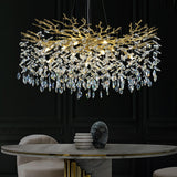 kvtinmty Modern Crystal Chandeliers for Dining Room Over Table, 40" Round Gold Tree Branche Chandelier, Large Crystal Chandelier for Living Room,High Ceiling,Foyer,Entryway,Kitchen Island,Staircase
